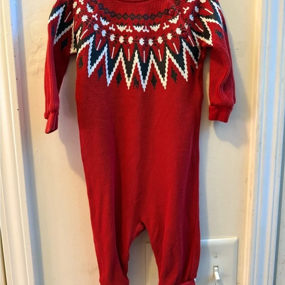 Ralph Lauren Fair Isle Waffle-Knit Romper